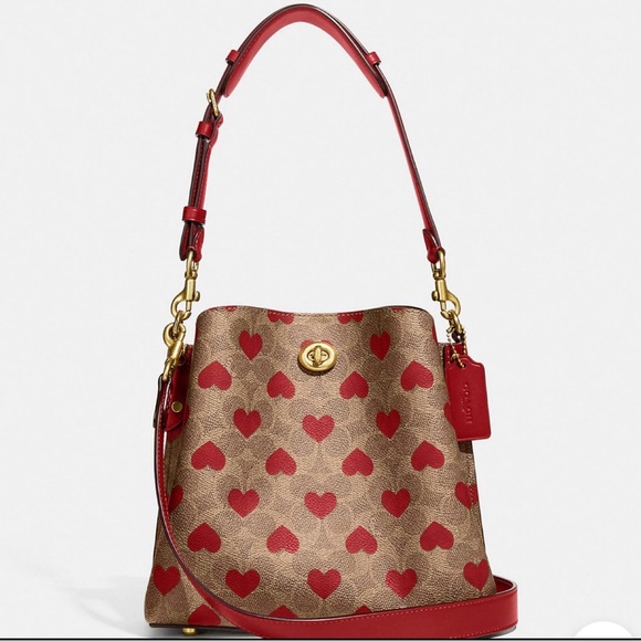 NWT Coach Willow Bucket Bag in Signature Canvas with Heart Print - Picture 7 of 12